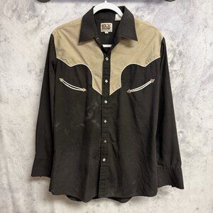 Vintage Ely Cattleman Western Shirt Mens Medium 22.5x30 Smile Pocket